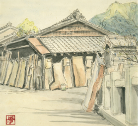 前倉庫（水彩画）　昭和60年頃